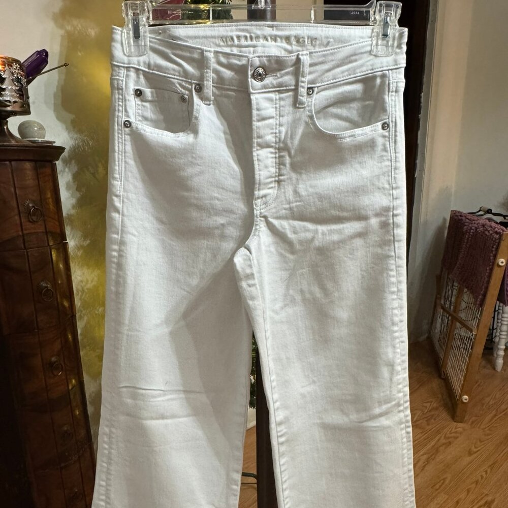 Ladies American Eagle Wide Leg Button Fly Jeans Size 8 Regular